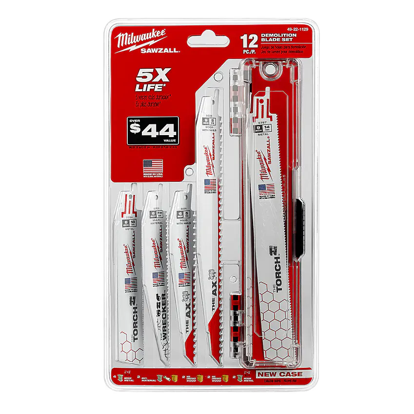 Milwaukee Set 12 Hojas Sierra Sable Maderas - Metales 49-22-1129 2