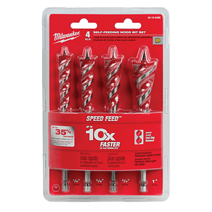 Milwaukee Set 4 Brocas Para Madera Autoalimentada Speed Feed 48-13-0400