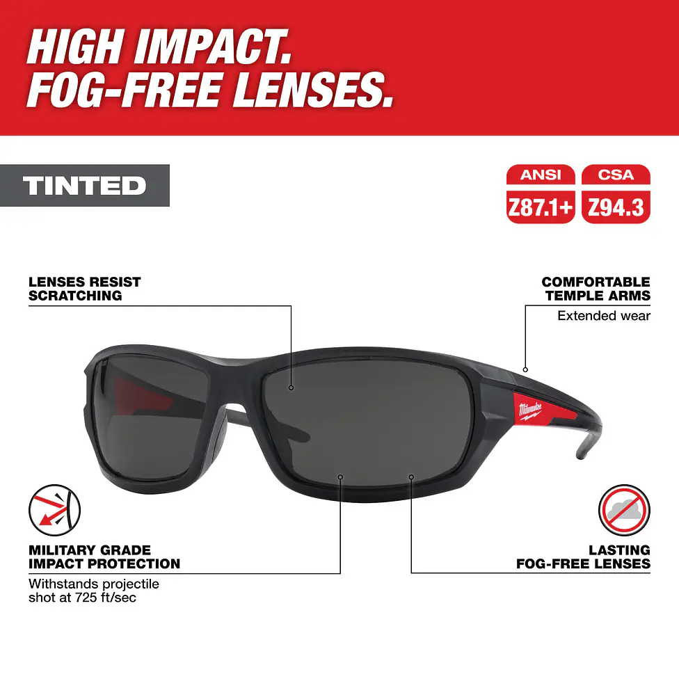 Lentes De Seguridad Milwaukee Oscuros Alto Impacto 48-73-2025 12
