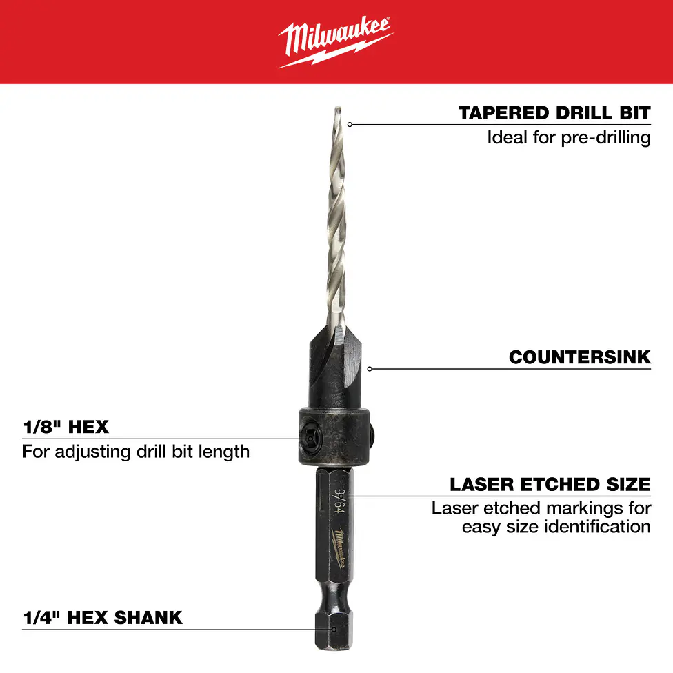 Milwaukee Broca Avellanadora N°6 - 9/64 Madera 48-13-5000 6