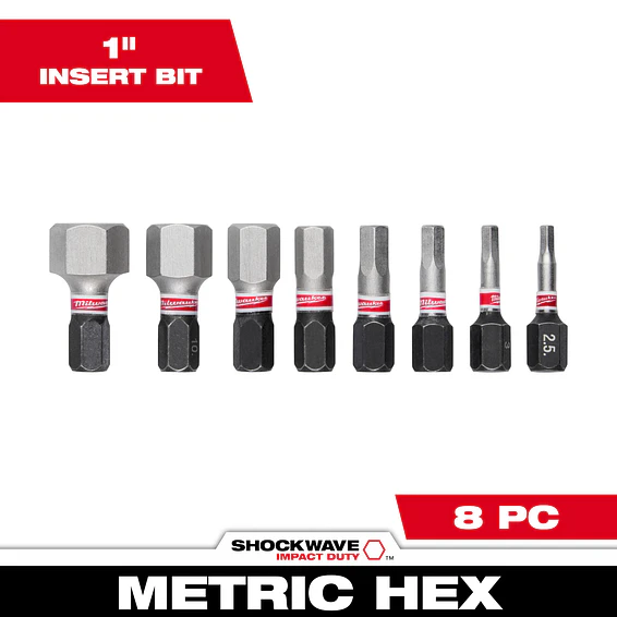 Milwaukee Set De Puntas Allen De Impacto 8 Piezas Largo 25mm 48-32-4617 2