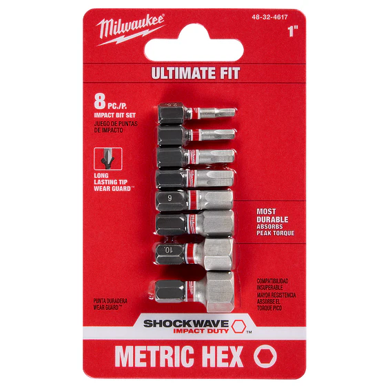 Milwaukee Set De Puntas Allen De Impacto 8 Piezas Largo 25mm 48-32-4617 3