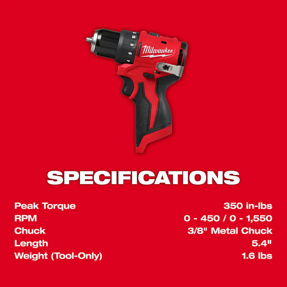 Taladro Milwaukee Subcompacto M12 Brushless 3401-20 6