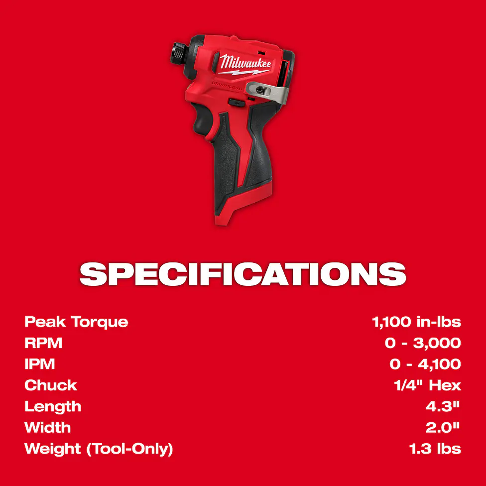 Atornillador de Impacto Subcompacto Milwaukee M12 Brushless 3450-20 6