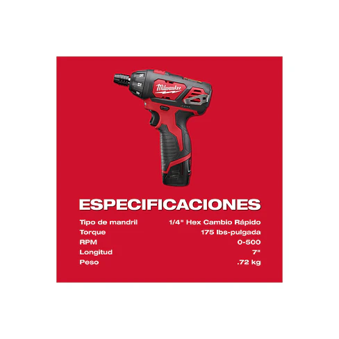 Atornillador Inalámbrico De Fijación Milwaukee M12 2401-20 4