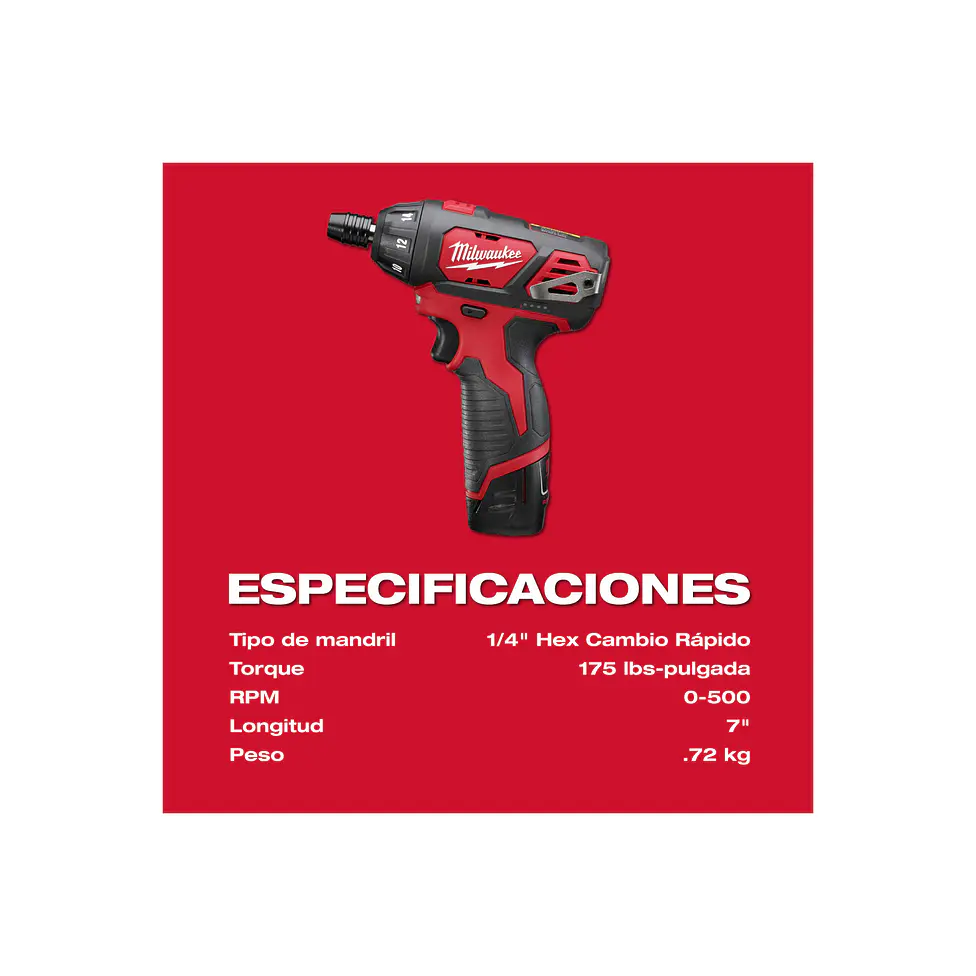 Atornillador Inalámbrico De Fijación Milwaukee M12 2401-20 4