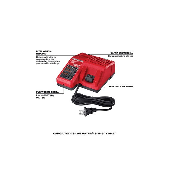 Milwaukee Cargador Para Baterías Dual M18/M12 Estándar 220v  3
