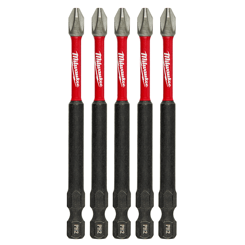 Milwaukee 5 Puntas Ph2 Largas 3-1/2 Shockwave Impact Duty