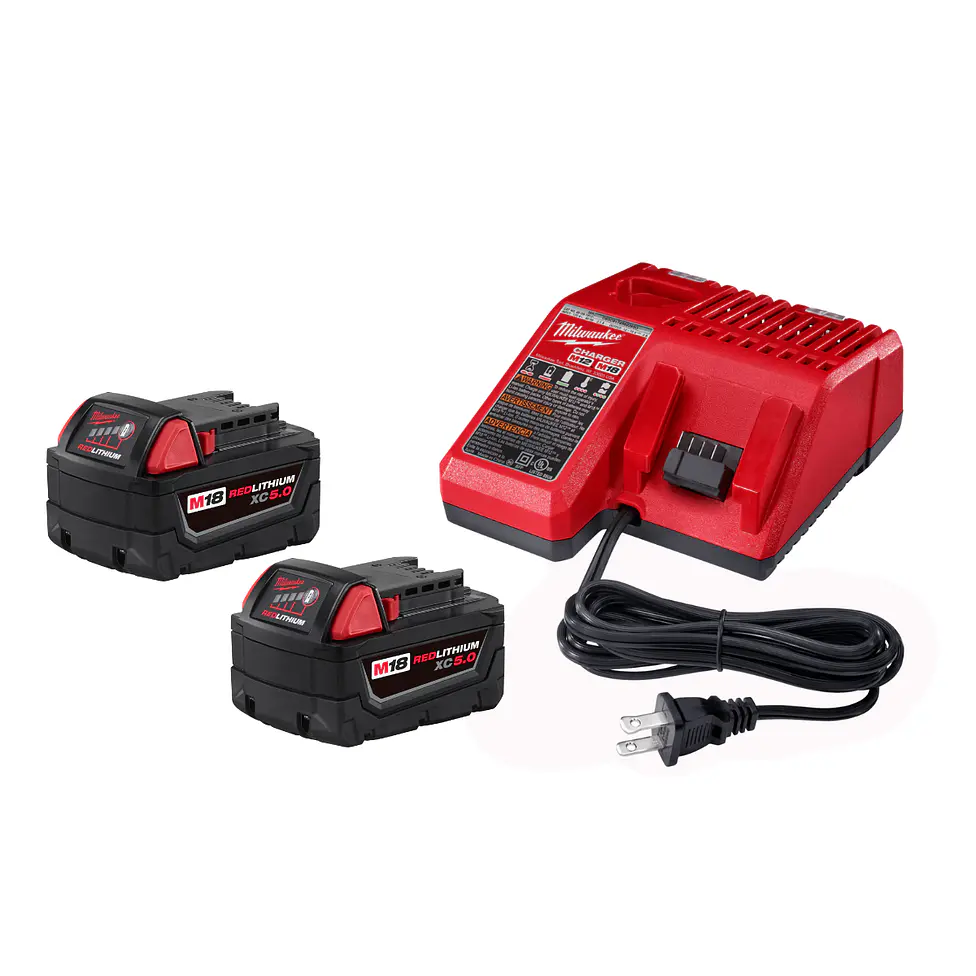 Milwaukee Pack 2 Baterías M18 XC5.0 Amperios + Cargador 1