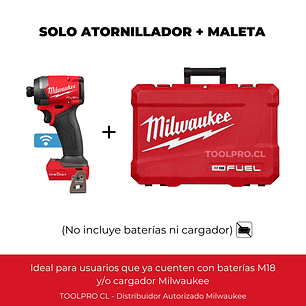 Milwaukee Atornillador de impacto M18 Fuel 4ta Gen con One Key 2957-20 + Maleta