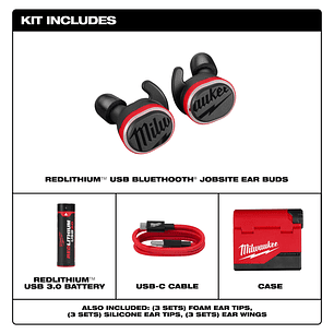 Milwaukee Audífonos Bluetooth Usb Recargables Jobsite 2191-21