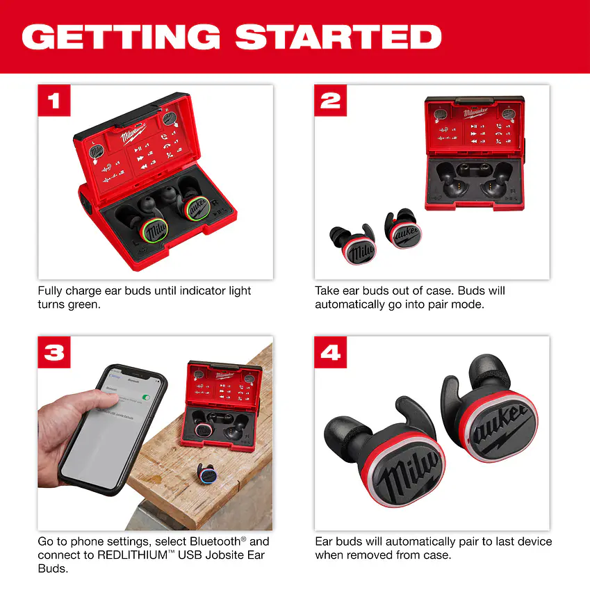Milwaukee Audífonos Bluetooth Usb Recargables Jobsite 2191-21 13