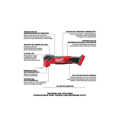 Herramienta Oscilatoria Multiusos Milwaukee M18 Fuel 2836-20 5