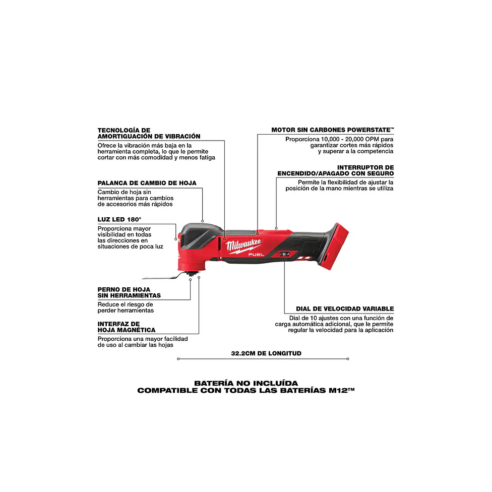 Herramienta Oscilatoria Multiusos Milwaukee M18 Fuel 2836-20 5