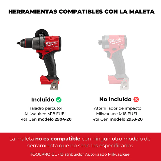 Taladro Percutor Milwaukee M18 Fuel 4ta Generación 2904-20 + Maleta 4