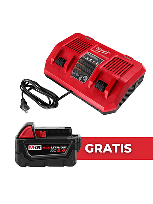 Milwaukee Cargador Rápido Doble M18 Carga Simultánea 48-5902 + Batería