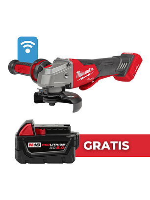 Milwaukee Esmeril Angular 4.5 A 5 Pulg M18 Fuel ONE KEY 2882-20 + Batería