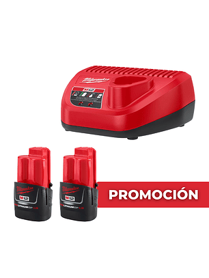 Milwaukee Pack Cargador M12 + 2 Baterías CP1.5 Amperios
