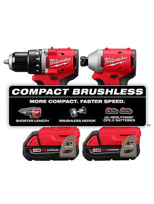 Milwaukee Kit Taladro y Atornillador Compactos M18 Brushless 3692-22CT