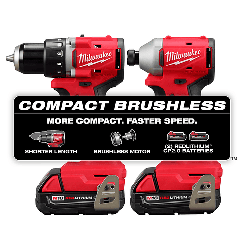 Milwaukee Kit Taladro y Atornillador Compactos M18 Brushless 3692-22CT