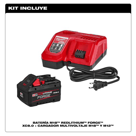 Milwaukee Pack Batería M18 Forge 8 Amperios + Cargador Rápido 48-59-1881 3