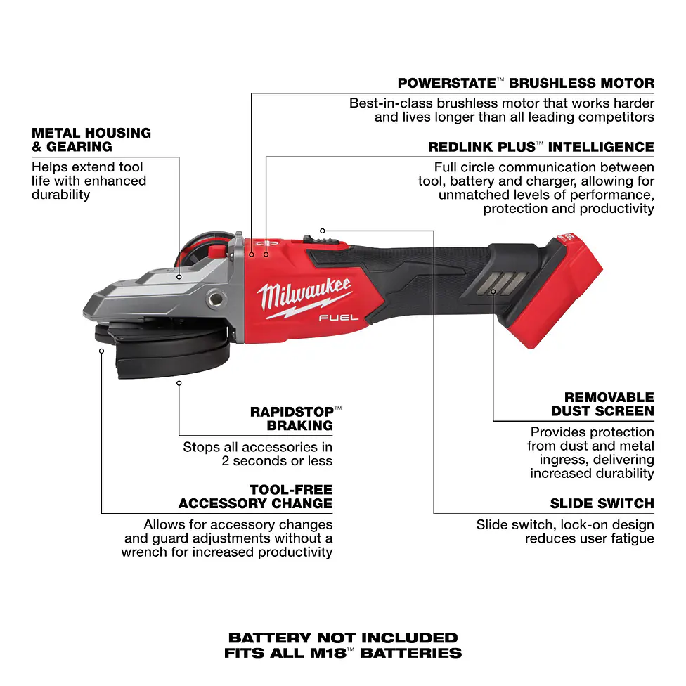 Esmeril Milwaukee M18 Fuel Cabezal Plano 5