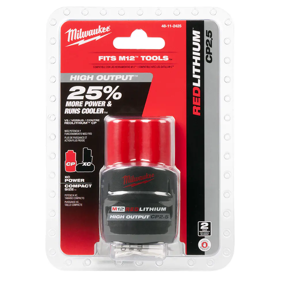 Batería Milwaukee M12 High Output 2.5 Amperios Sellada 48-11-2425 1
