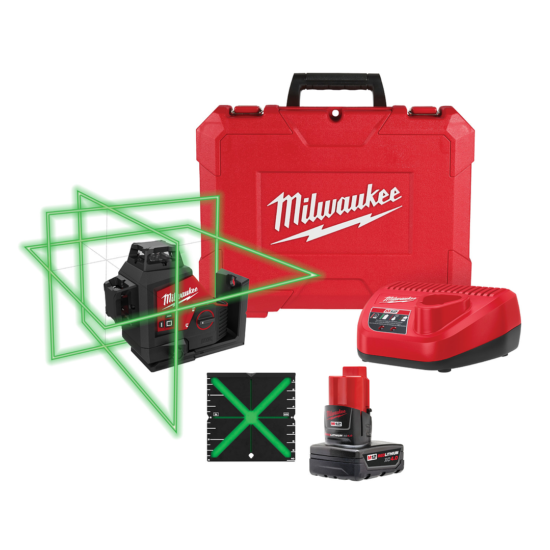 Milwaukee Nivel Láser 360 Grados 3 Planos 3632-21 Kit Completo  1