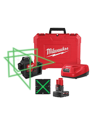 Milwaukee Nivel Láser 360 Grados 3 Planos 3632-21 Kit Completo 