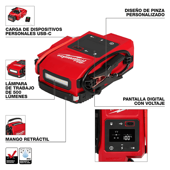 Milwaukee Partidor de Batería Portátil Para Auto M18 HOTSHOT 3841-20 4