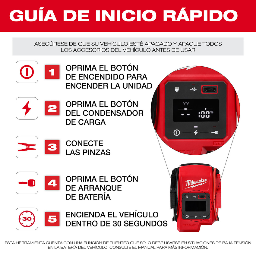 Milwaukee Partidor de Batería Portátil Para Auto M18 HOTSHOT 3841-20 21