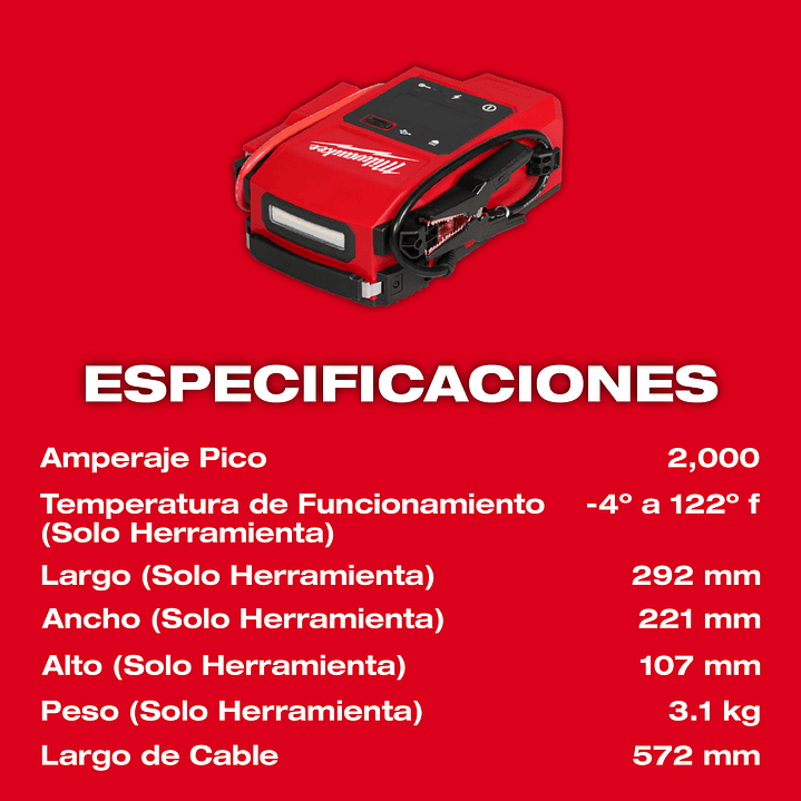 Milwaukee Partidor de Batería Portátil Para Auto M18 HOTSHOT 3841-20 3