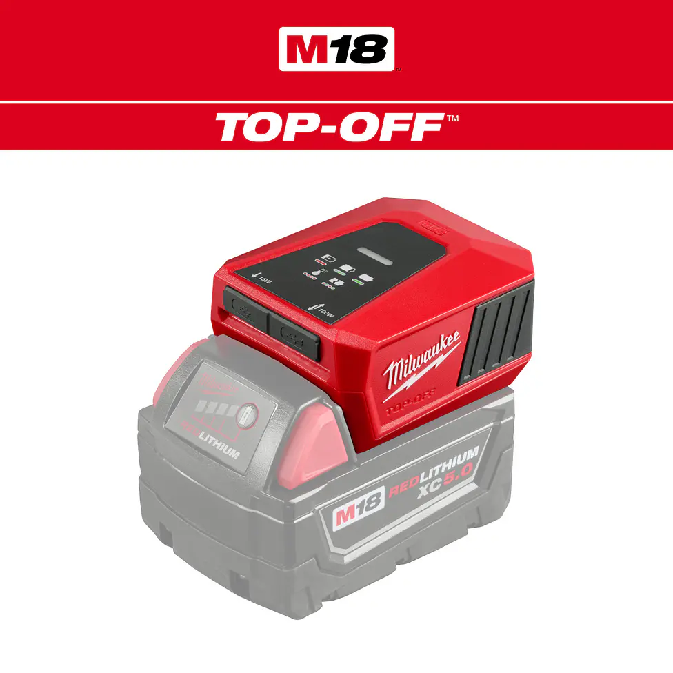 Cargador y Fuente de Alimentación USB Milwaukee M18 TOP-OFF 2847-20 7