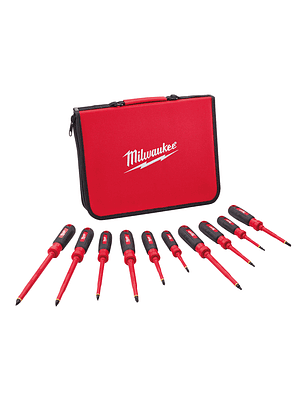 Milwaukee Set 10 Destornilladores Aislados 1000 V Con Estuche 48-22-2210