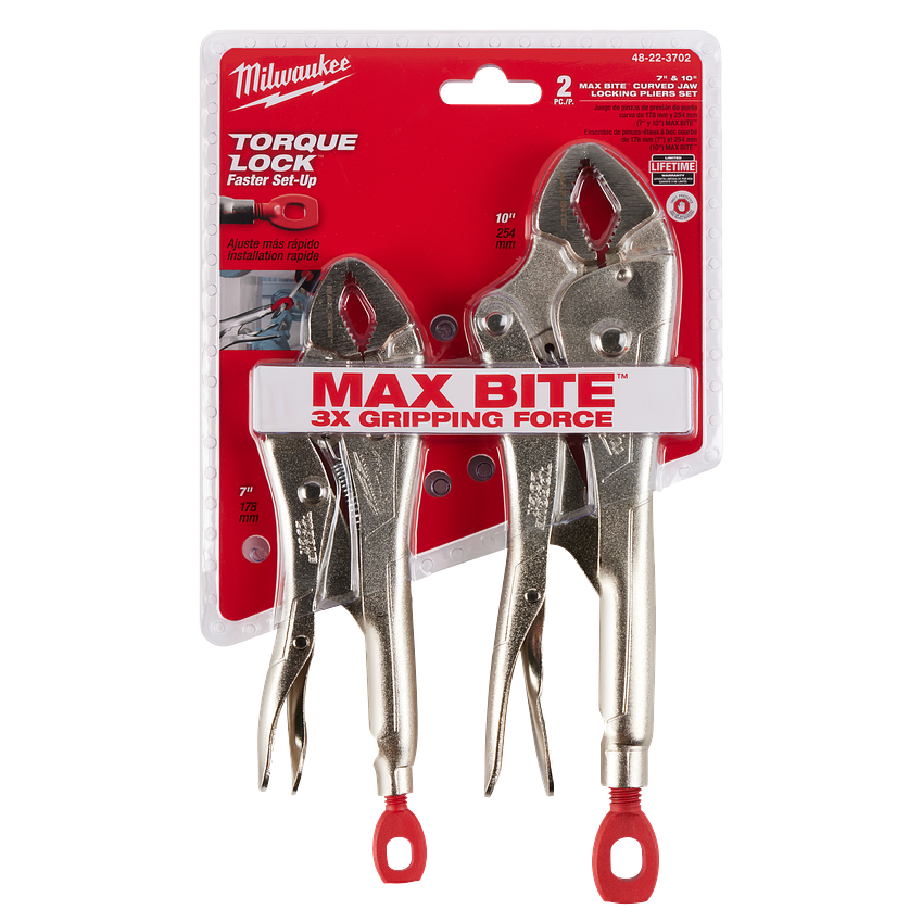 Milwaukee Pack 2 Caimanes 7 y 10 Pulgadas Max Bite Torque Lock 48-22-3702 1