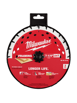 Milwaukee Pack 2 Discos Sierra Circular 7-1/4 24 Dientes 48-40-0722