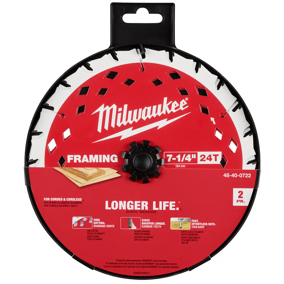 Milwaukee Pack 2 Discos Sierra Circular 7-1/4 24 Dientes 48-40-0722 2
