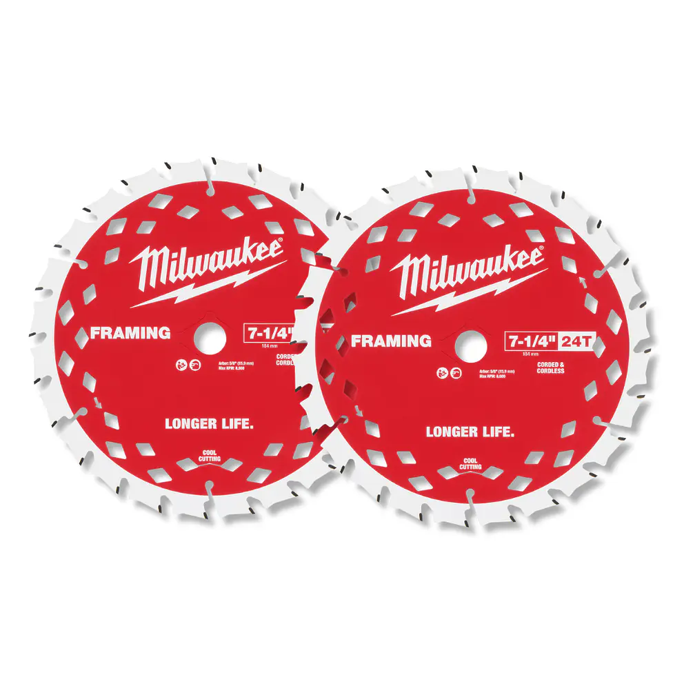 Milwaukee Pack 2 Discos Sierra Circular 7-1/4 24 Dientes 48-40-0722 1