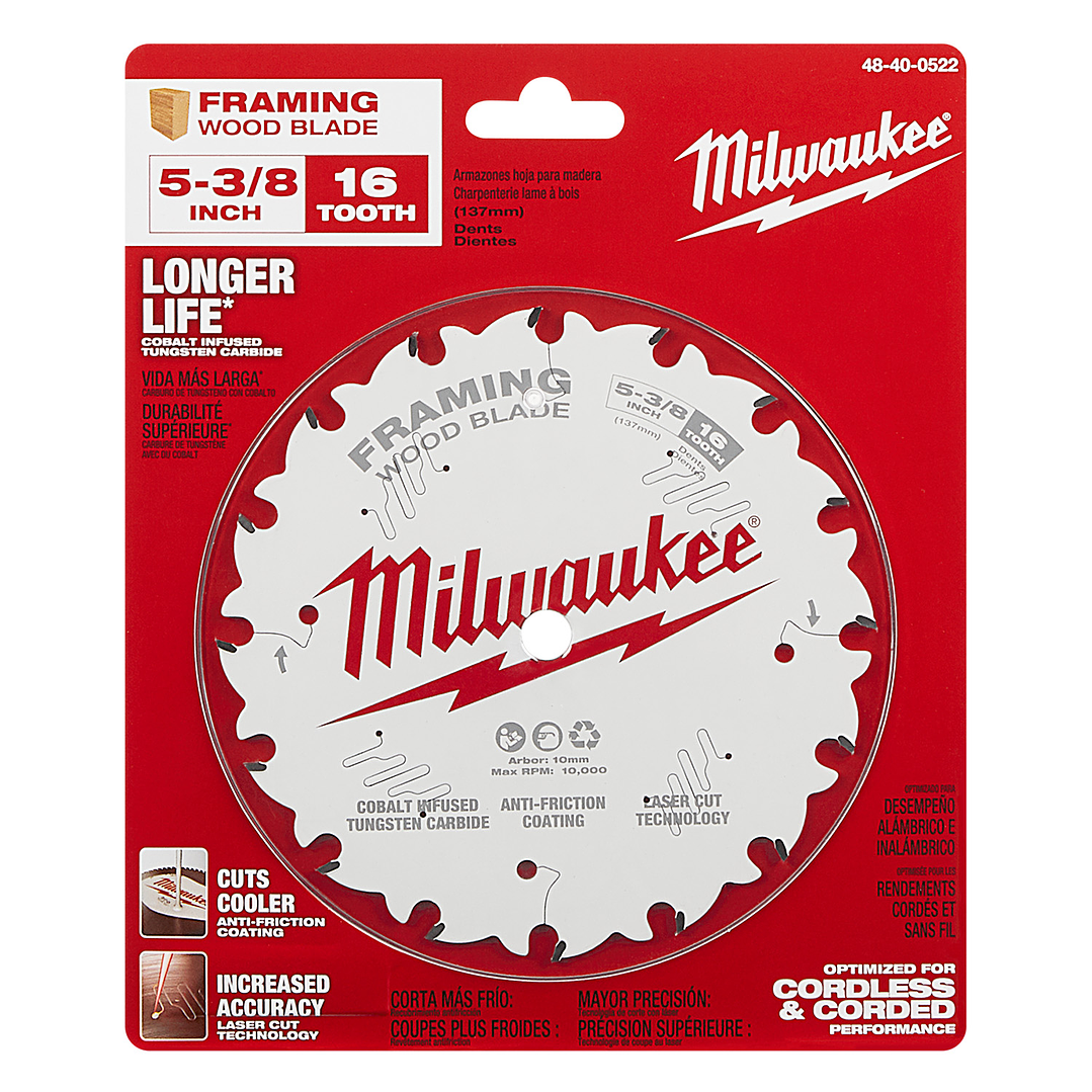 Milwaukee Disco Sierra Circular 5-3/8  16 Dientes Madera 48-40-0522 2