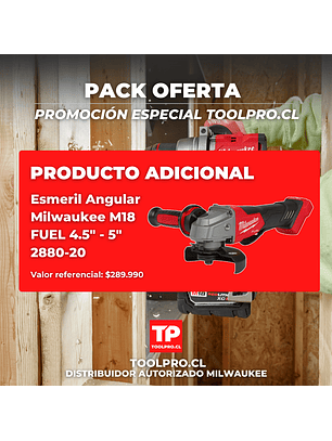 Milwaukee Kit Taladro Percutor M18 Fuel 4ta Gen 2904-22 + Esmeril