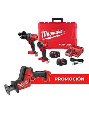 Milwaukee Kit Taladro + Atornillador M18 FUEL 4ta Gen 3697-22 + Sierra sable