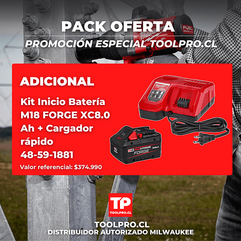 Milwaukee Llave Impacto M18 FUEL 1" Alto Torque 2867-20 + Batería FORGE y Cargador Rápido