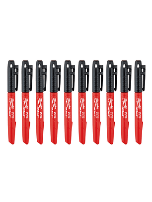 Milwaukee 10 Marcadores Permanentes Negro Inkzall Punta Fina Negro
