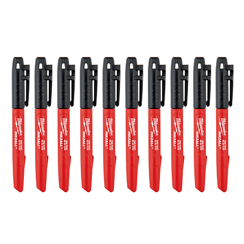 Milwaukee 10 Marcadores Permanentes Negro Inkzall Punta Fina Negro