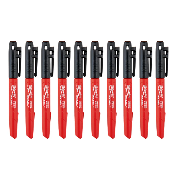 Milwaukee 10 Marcadores Permanentes Negro Inkzall Punta Fina Negro 1
