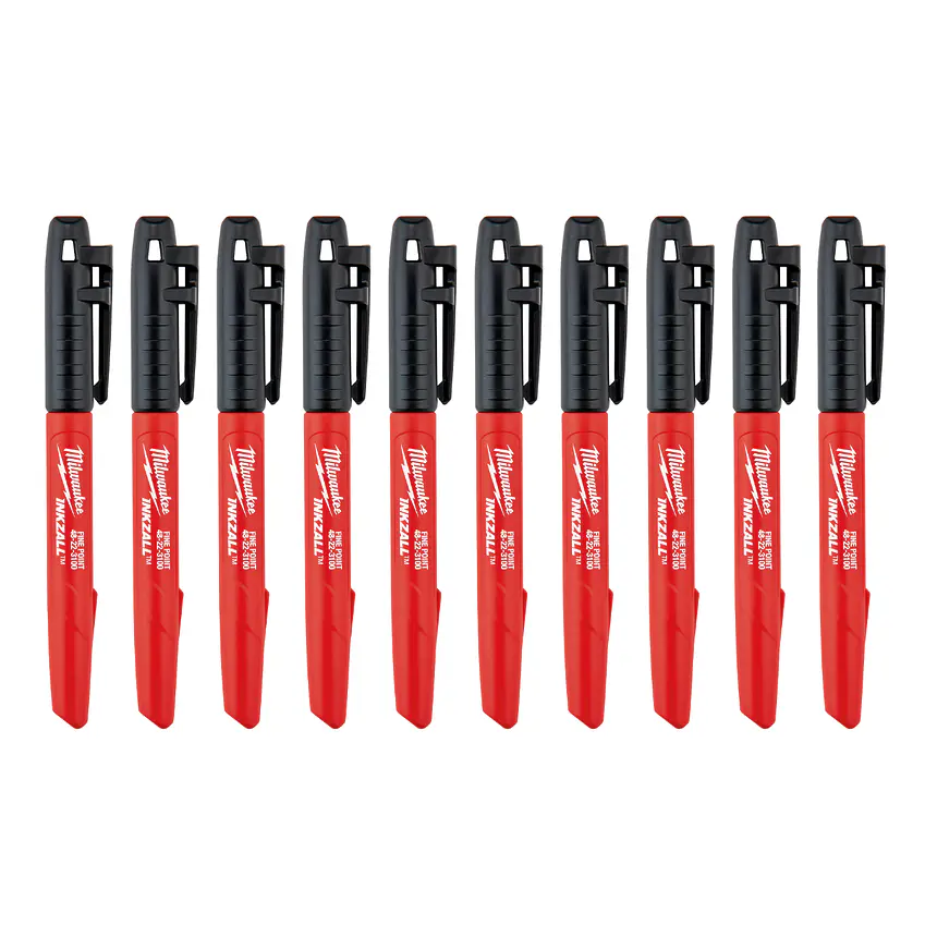 Milwaukee 10 Marcadores Permanentes Negro Inkzall Punta Fina Negro 1