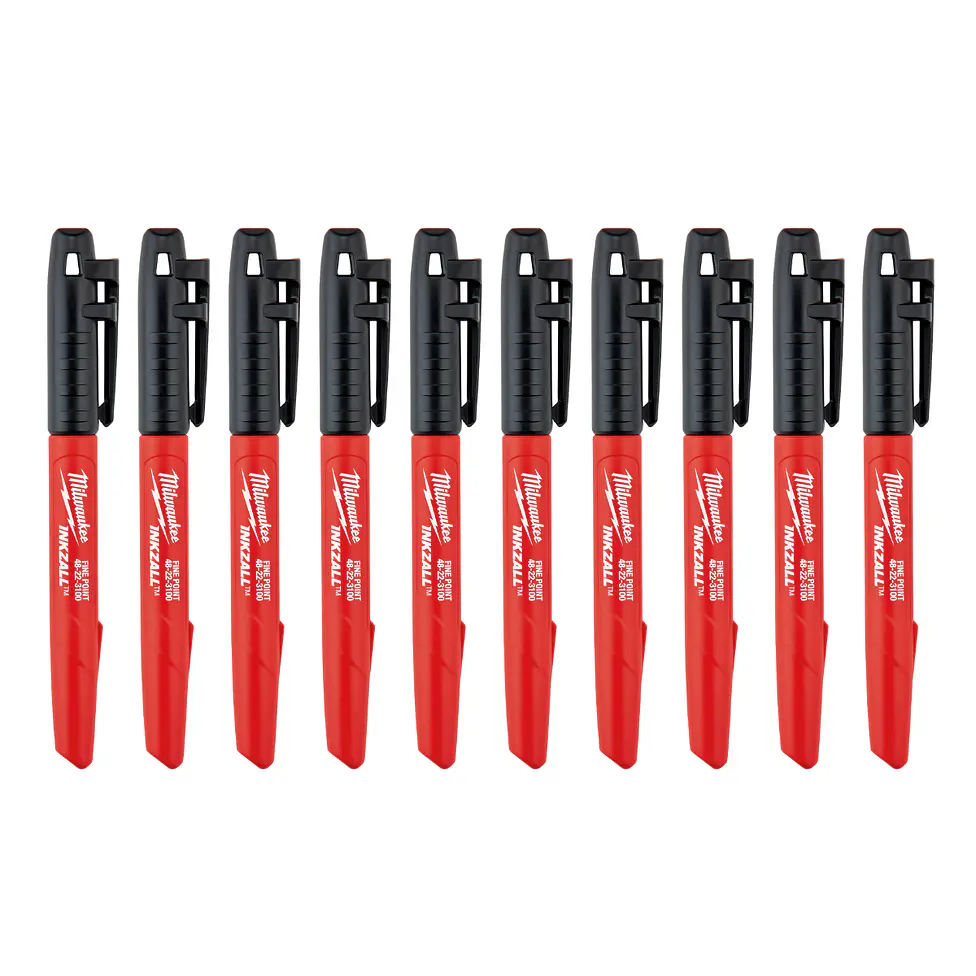 Milwaukee 10 Marcadores Permanentes Negro Inkzall Punta Fina Negro 1