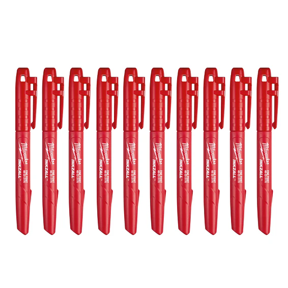Milwaukee 10 Marcadores Permanentes Inkzall Punta Fina Rojo 1