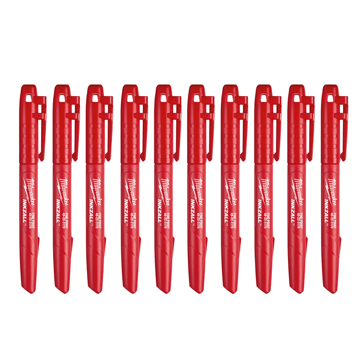 Milwaukee 10 Marcadores Permanentes Inkzall Punta Fina Rojo 1
