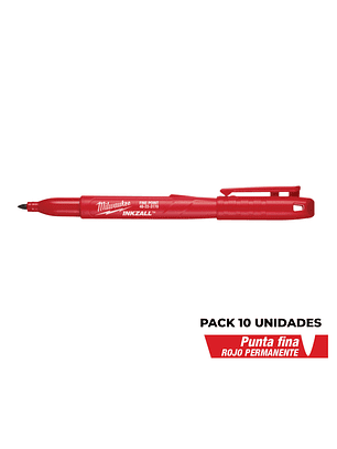 Milwaukee 10 Marcadores Permanentes Inkzall Punta Fina Rojo